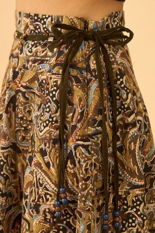 Black Printed Kalamkari Pure Cotton Ethnic Skirt thumbnail image number null