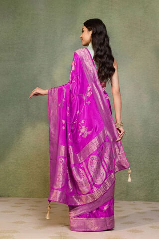 Dark Pink Woven Pure Viscose Saree thumbnail image number null