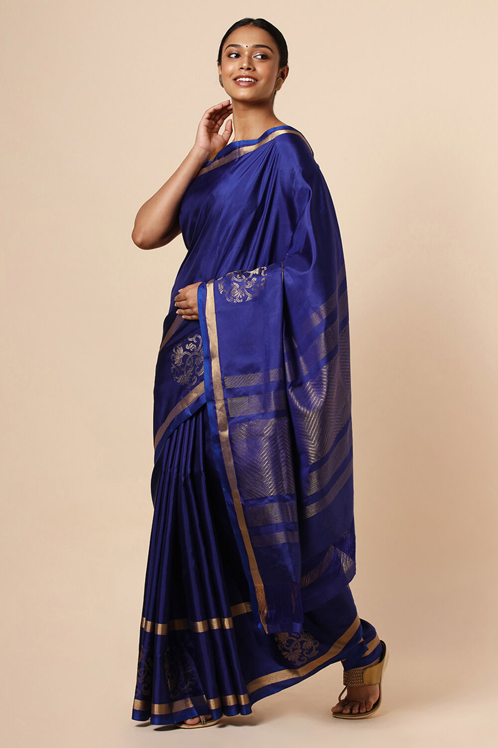 Blue Pure Soft Silk Saree image number null
