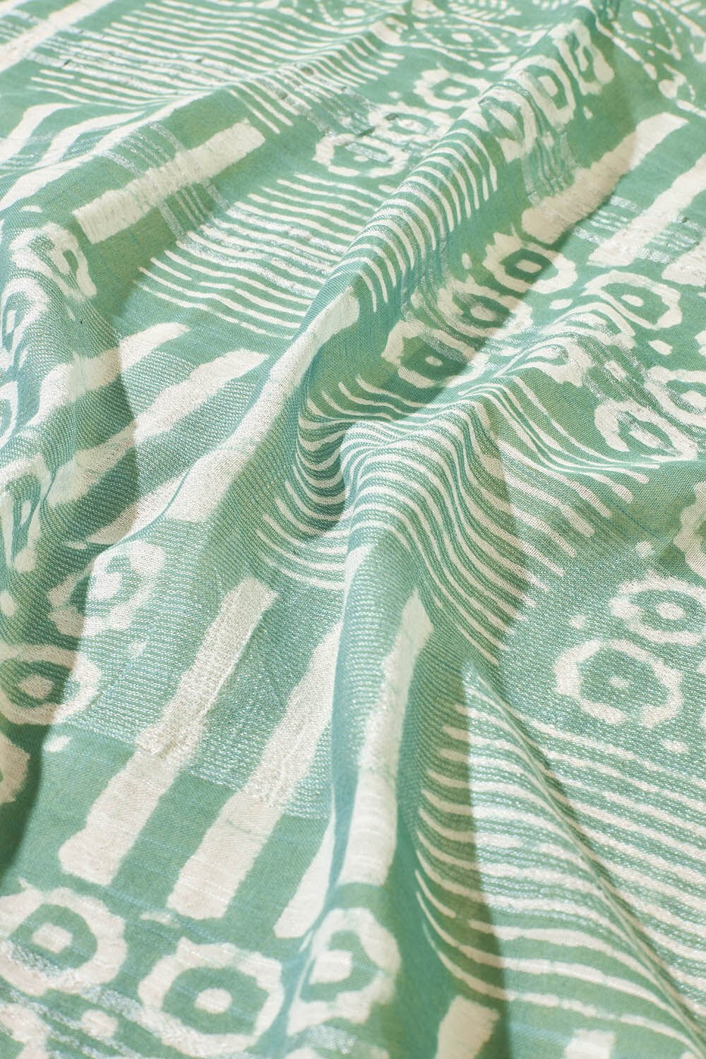 Green Block Printed Cotton Viscose Saree image number null