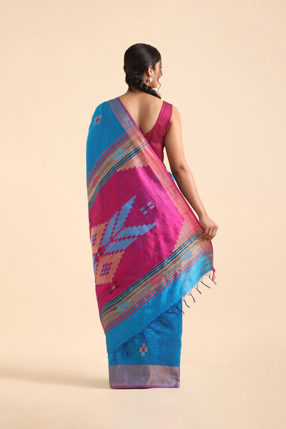 Blue Pure Tussar Silk Bhagalpuri Saree image number null