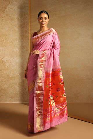 Pink Pure Silk Paithani Saree thumbnail image number null