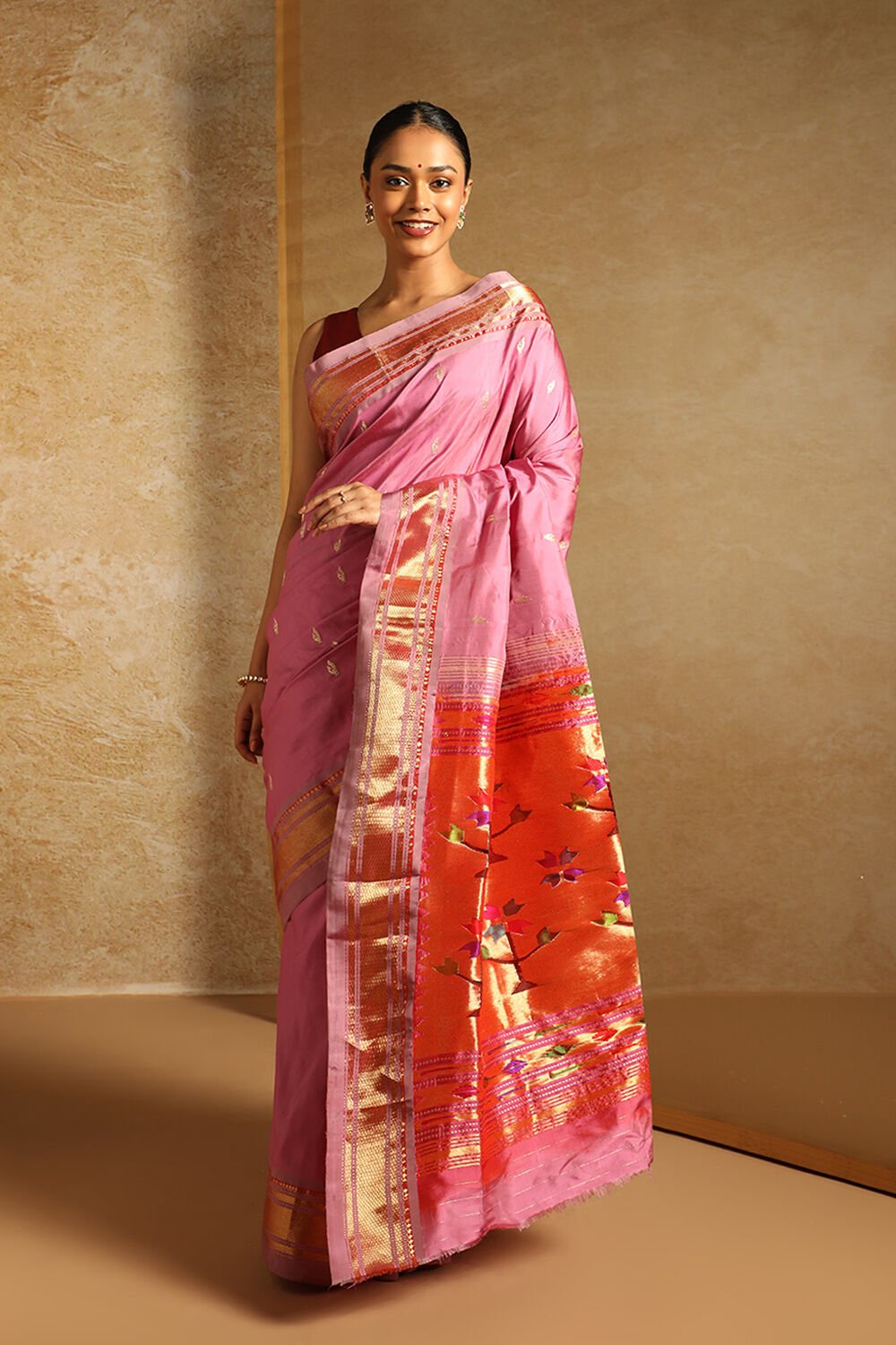 Pink Pure Silk Paithani Saree image number null