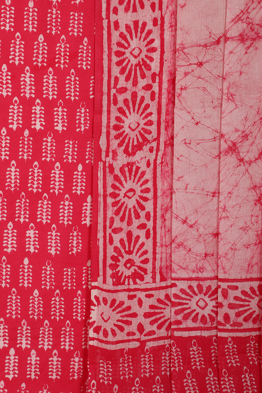 Dark Pink Pure Cotton Batik Unstitched Suit Set image number null