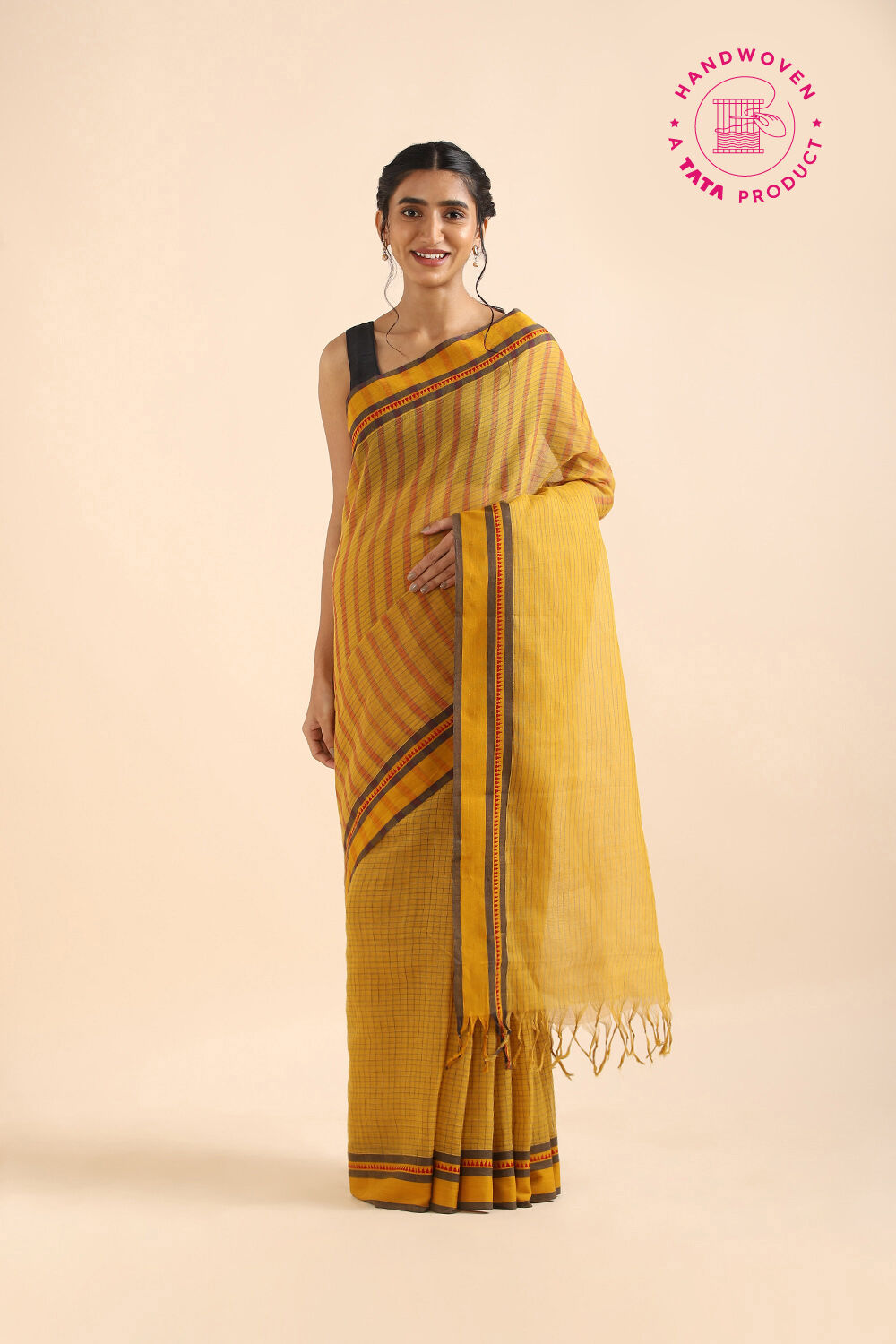 Yellow Pure Cotton Naranyanpet Saree image number null