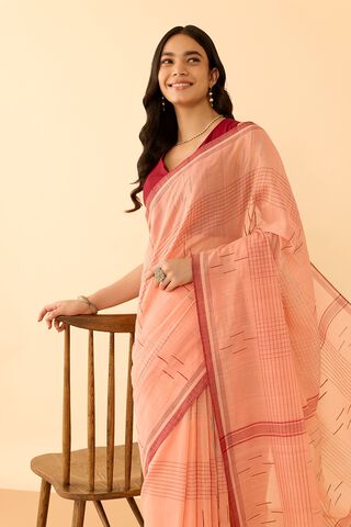 Light Orange Bengal Pure Cotton Jamdani Saree