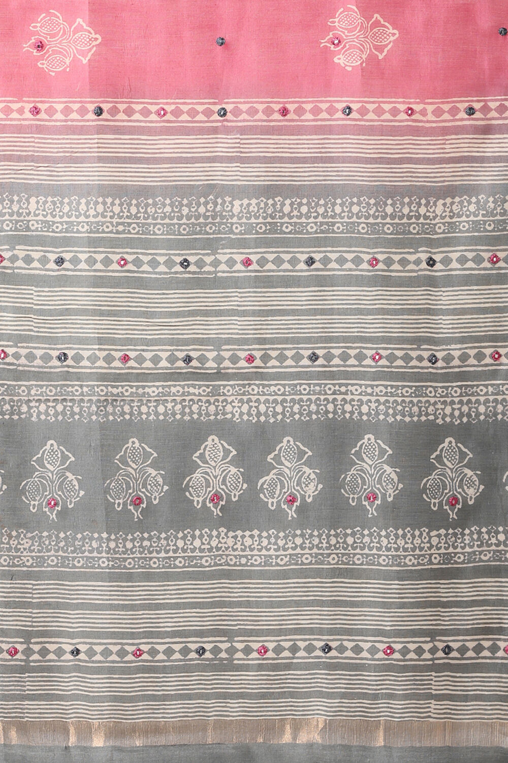 Pink Pure Silk Cotton Embroidered Saree image number null