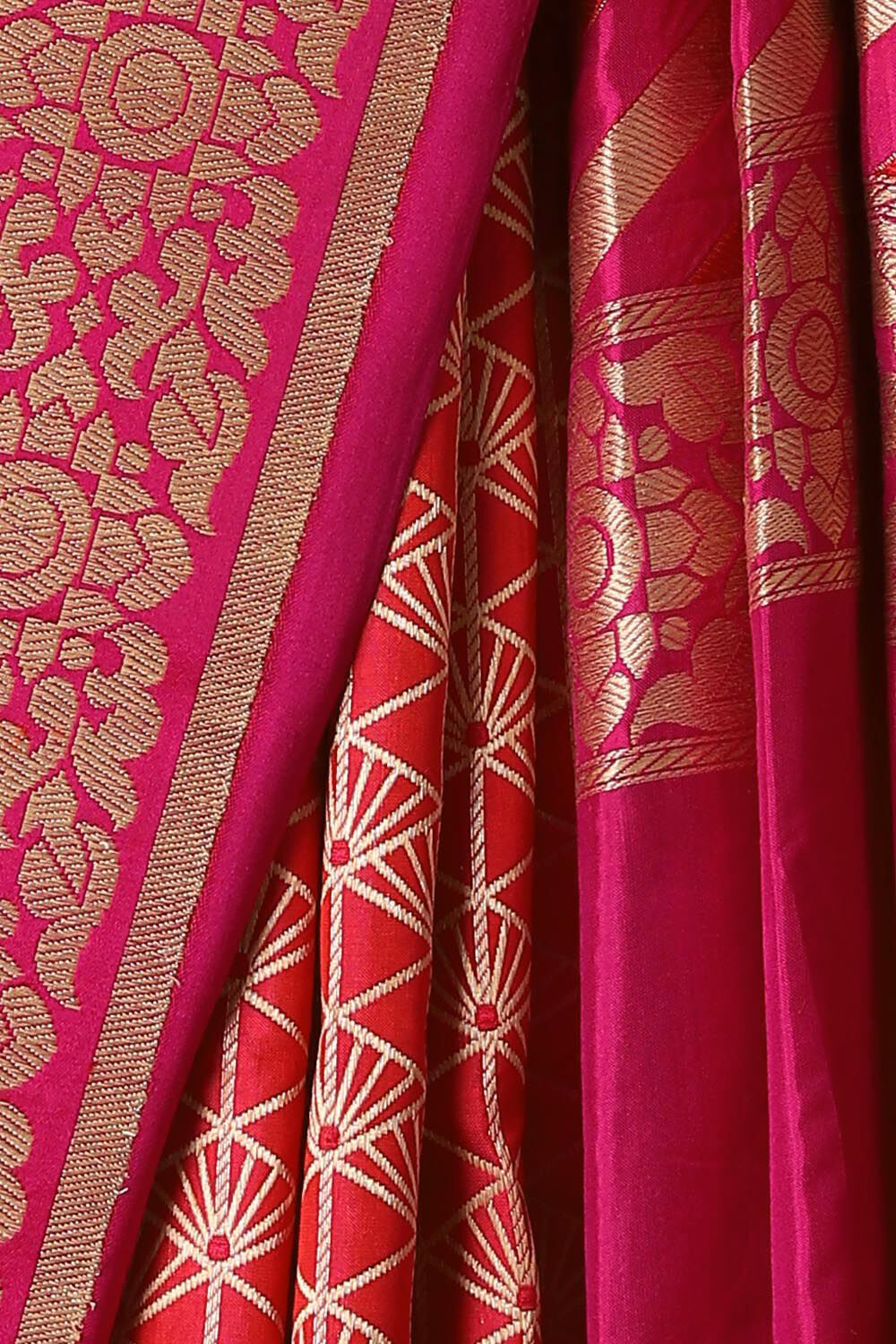 Red Pure Silk Banarasi Brocade Saree image number null