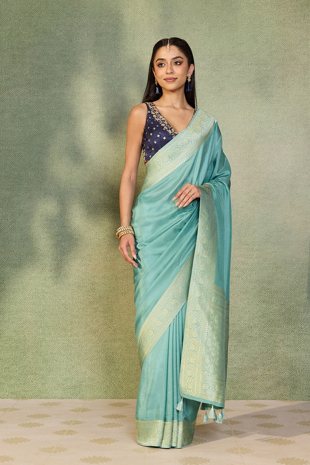 Light Blue Woven Design Pure Viscose Saree image number null