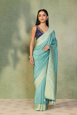 Light Blue Woven Design Pure Viscose Saree thumbnail image number null