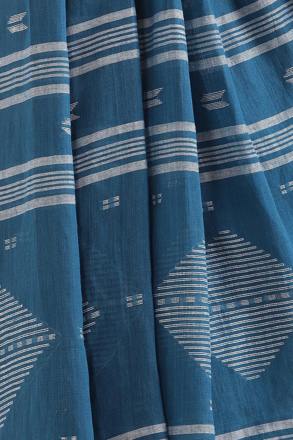 Dark Blue Pure Cotton Jamdani Saree image number null