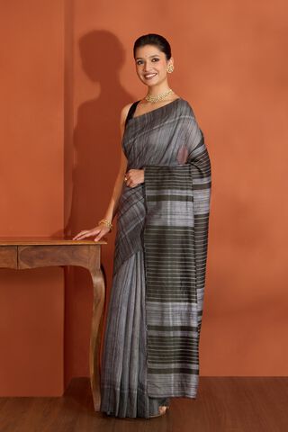 Grey Bhagalpur Woven Pure Tussar Silk Saree thumbnail image number null