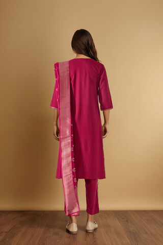Dark Pink Pure Viscose Brocade Kurta Set thumbnail image number null