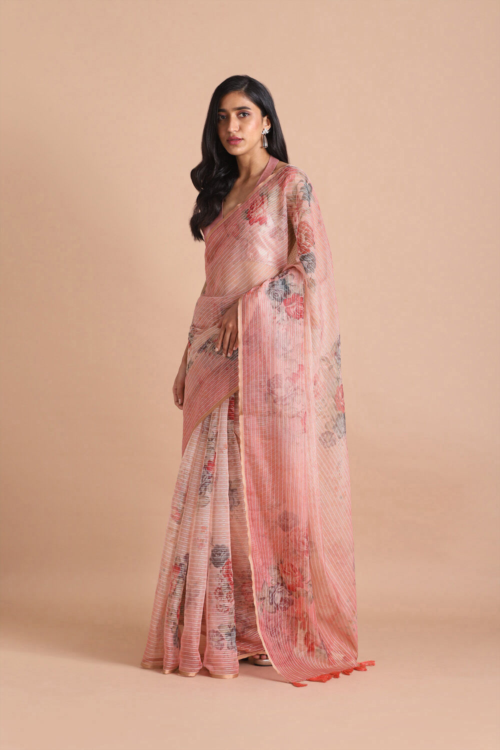 Pink Pure Embroidered Saree image number null