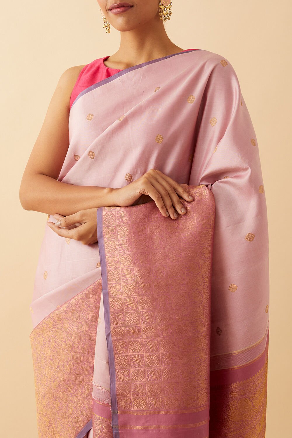 Light Pink Pure Silk Kanjivaram Saree image number null