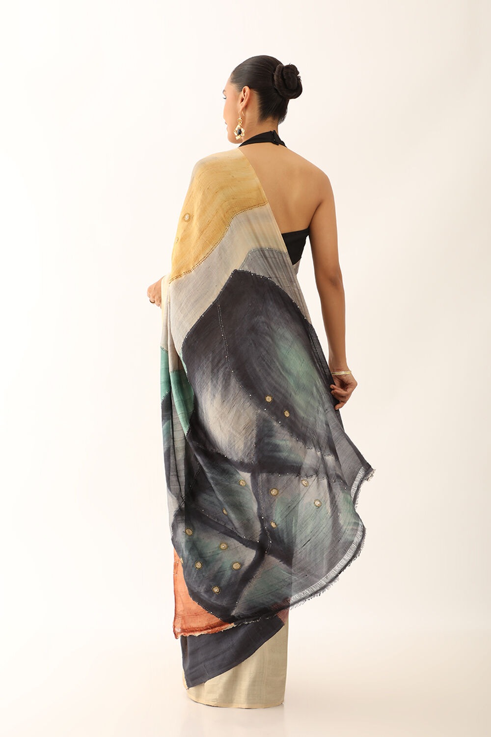 Multicoloured Murshidabad Pure Silk Hand Painted Saree image number null