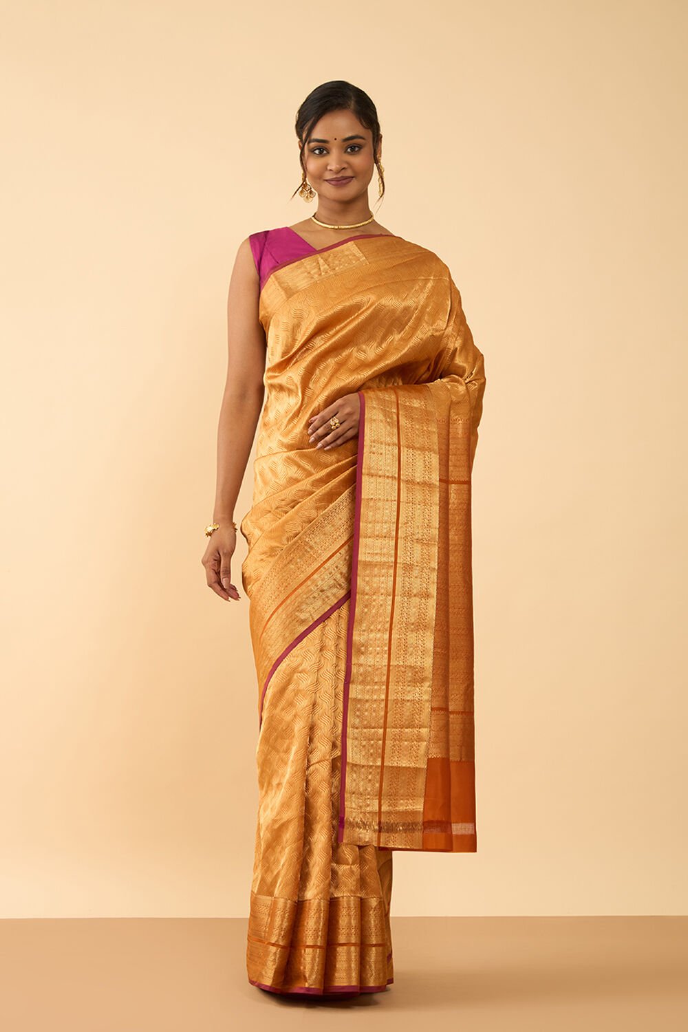 Light Orange Woven Silk Viscose Saree image number null