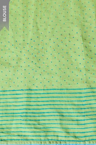 Light Blue Pure Cotton Block Printed Bengal Saree thumbnail image number null