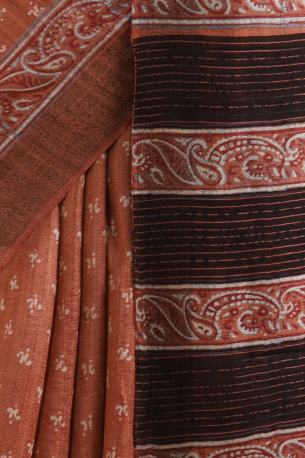Brown Pure Tussar Printed Saree image number null