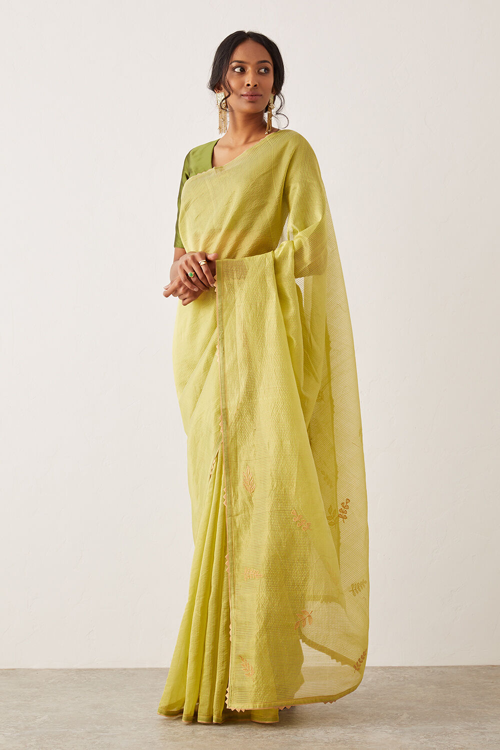 Light Green Pure Tissue Silk Embroidered Saree image number null
