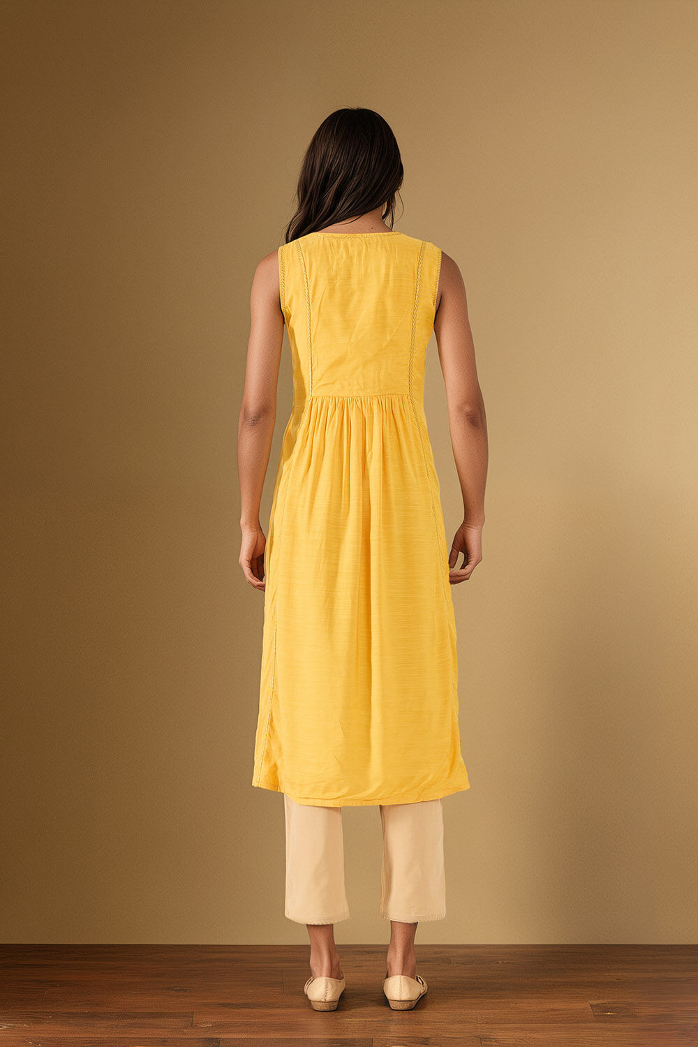 Yellow Embroidered Viscose Kurta image number null