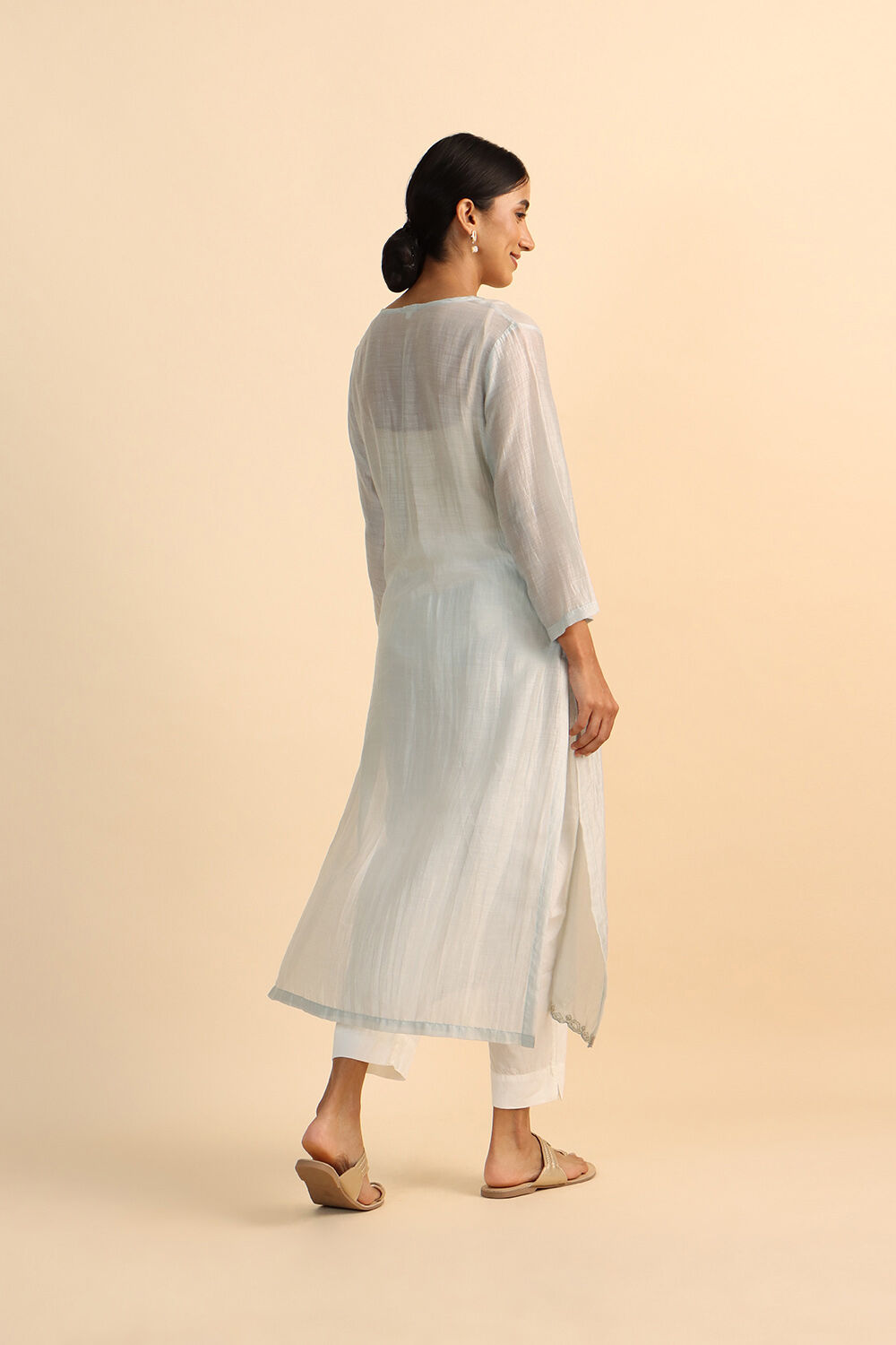 Grey Viscose Embroidered Kurta image number null