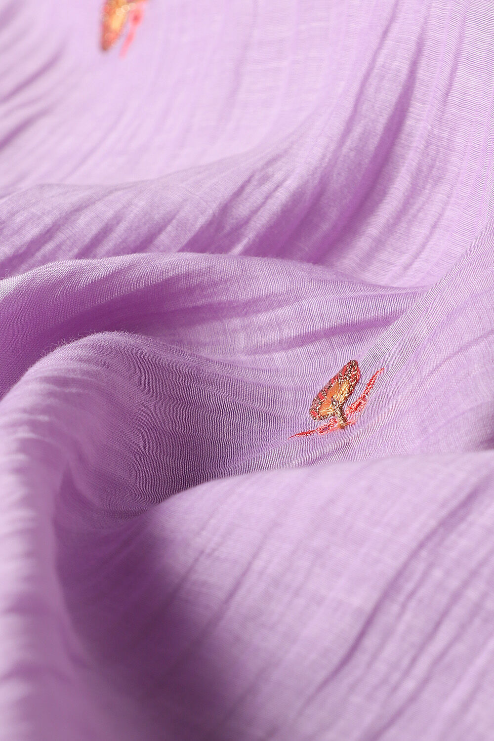 Purple Silk Cotton Embroidered Semistitched Suit Set image number null