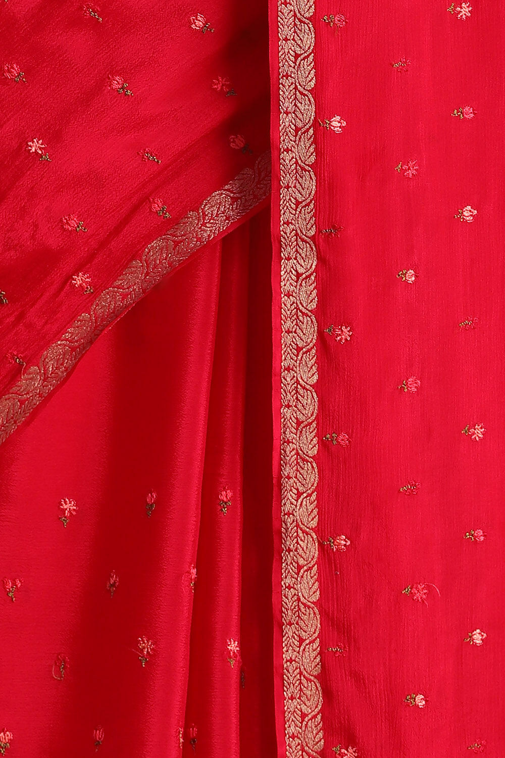 Red Pure Viscose Embroidered Saree image number null