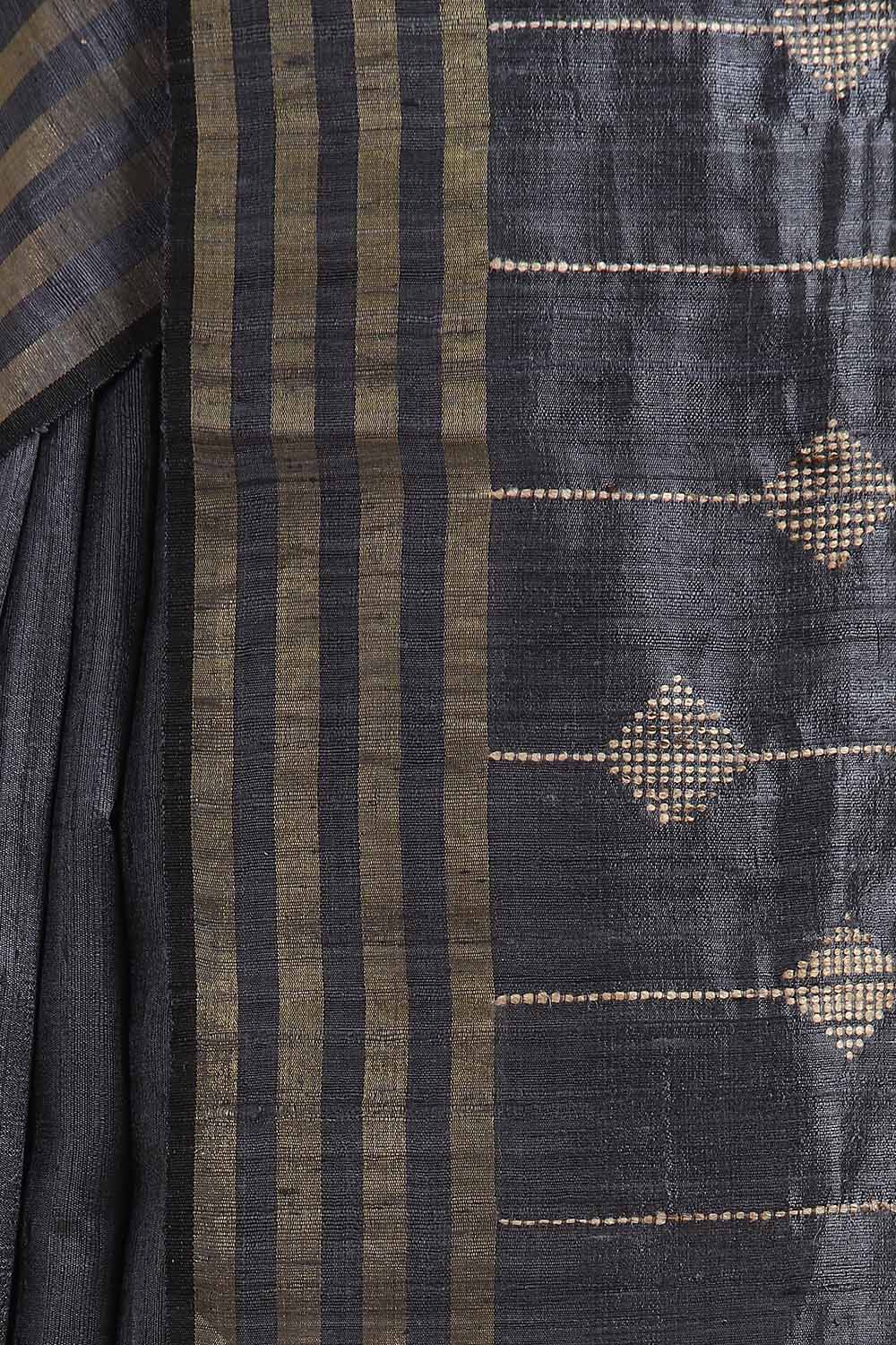 Grey Pure Tussar Silk Bhagalpuri Saree image number null