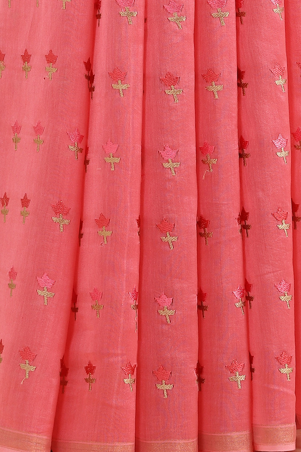 Pink Pure Silk Cotton Embroidered Saree image number null