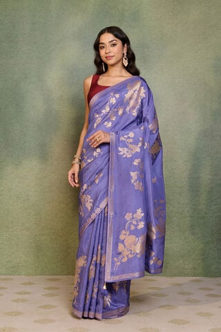 Violet Woven Pure Viscose Saree thumbnail image number null