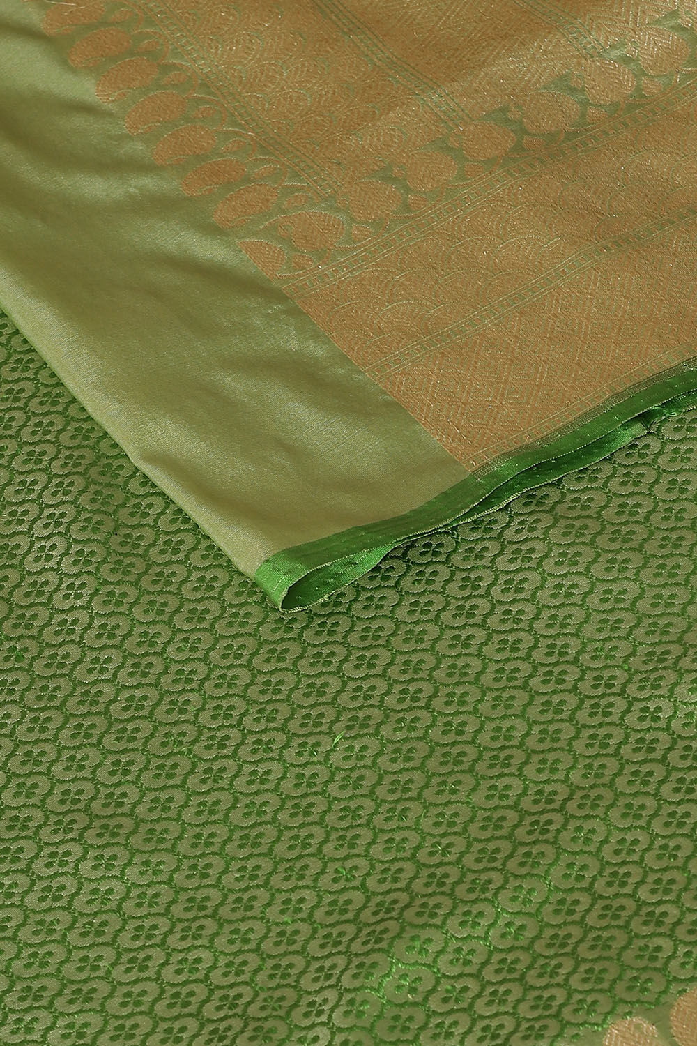 Light Green Pure Silk Banarasi Tanchoi Saree image number null