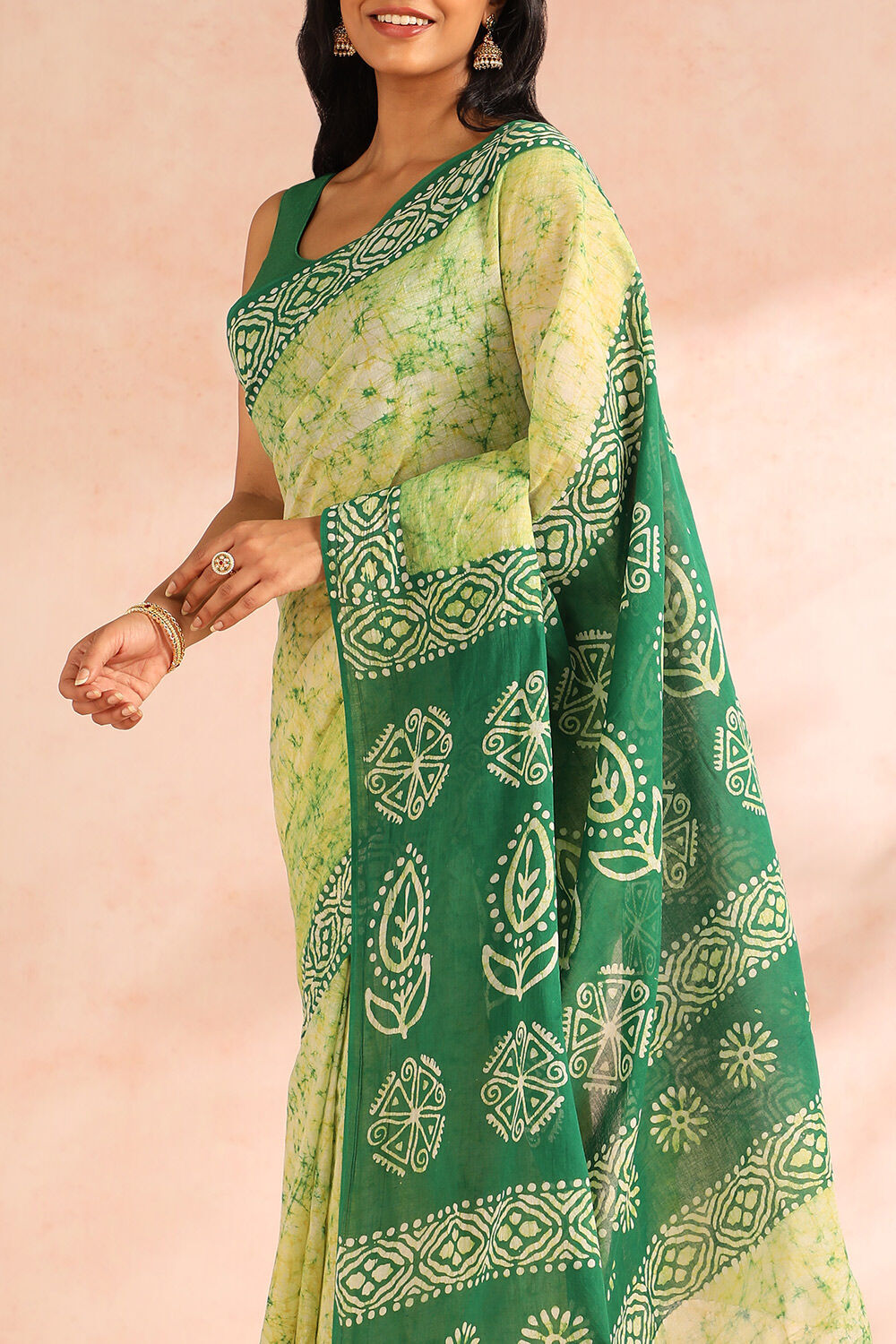 Lime Ujjain Pure Cotton Printed Saree image number null