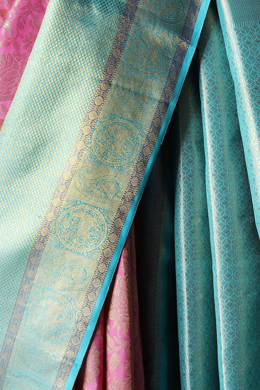 Rose Pink Pure Zari Silk Kanjivaram Saree image number null