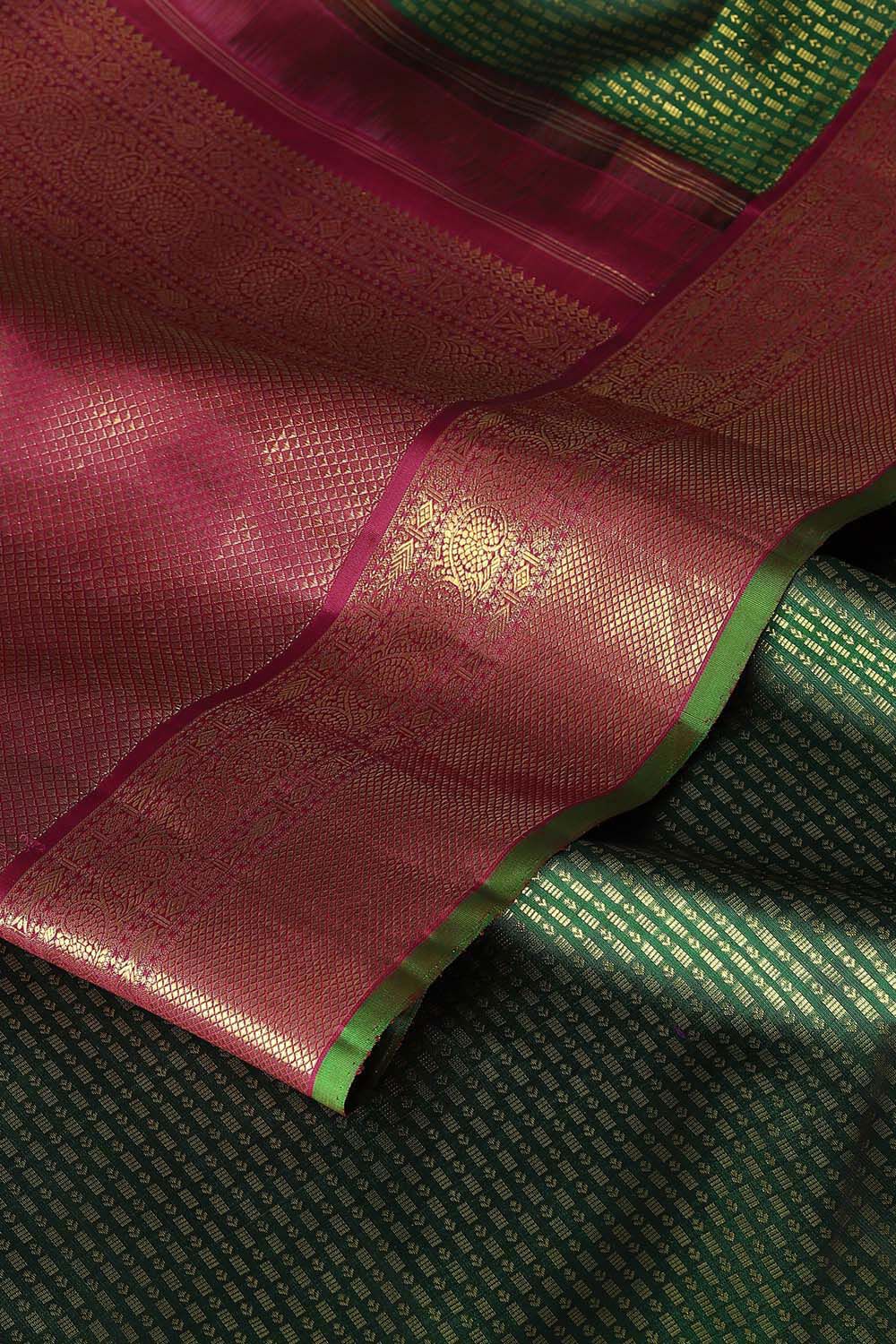 Forest Green Pure Zari Silk Kanjivaram Saree image number null
