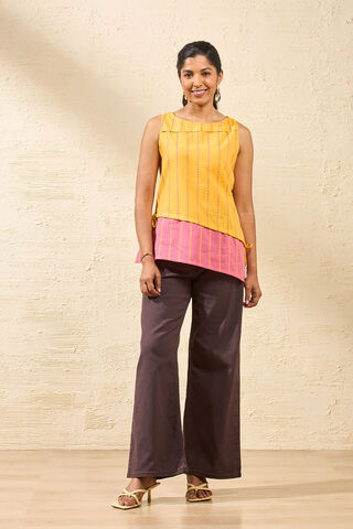 Yellow Woven Pure Cotton Short Top thumbnail image number null