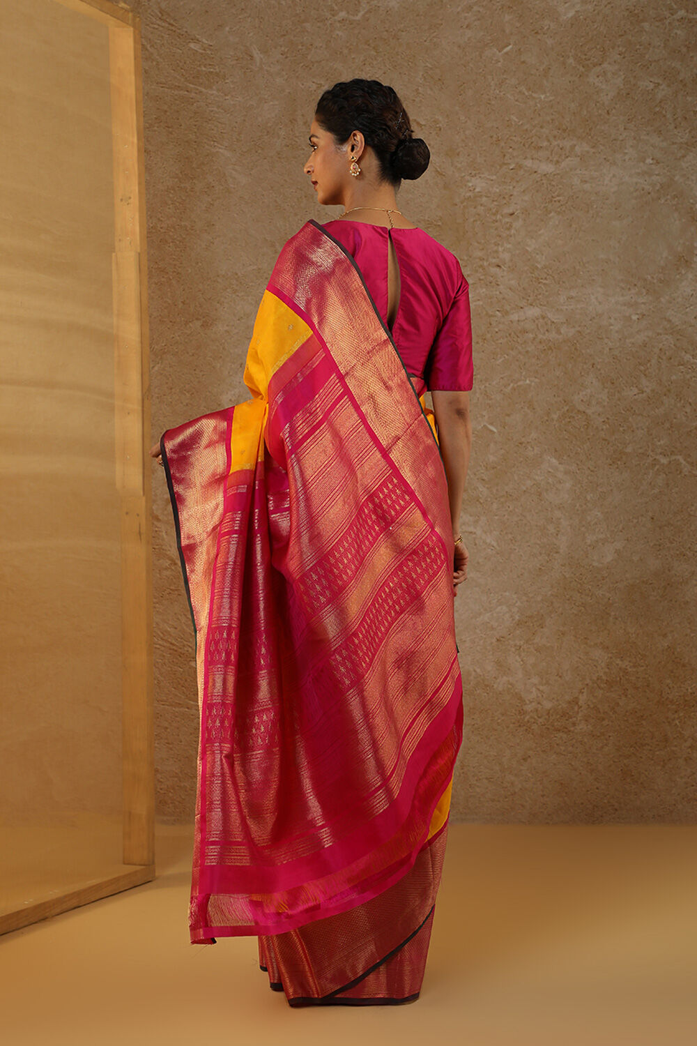 Yellow Pure Silk Woven Kanjivaram Saree image number null