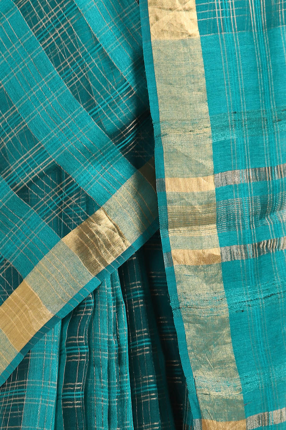 Green Pure Tussar Silk Bhagalpuri Saree image number null