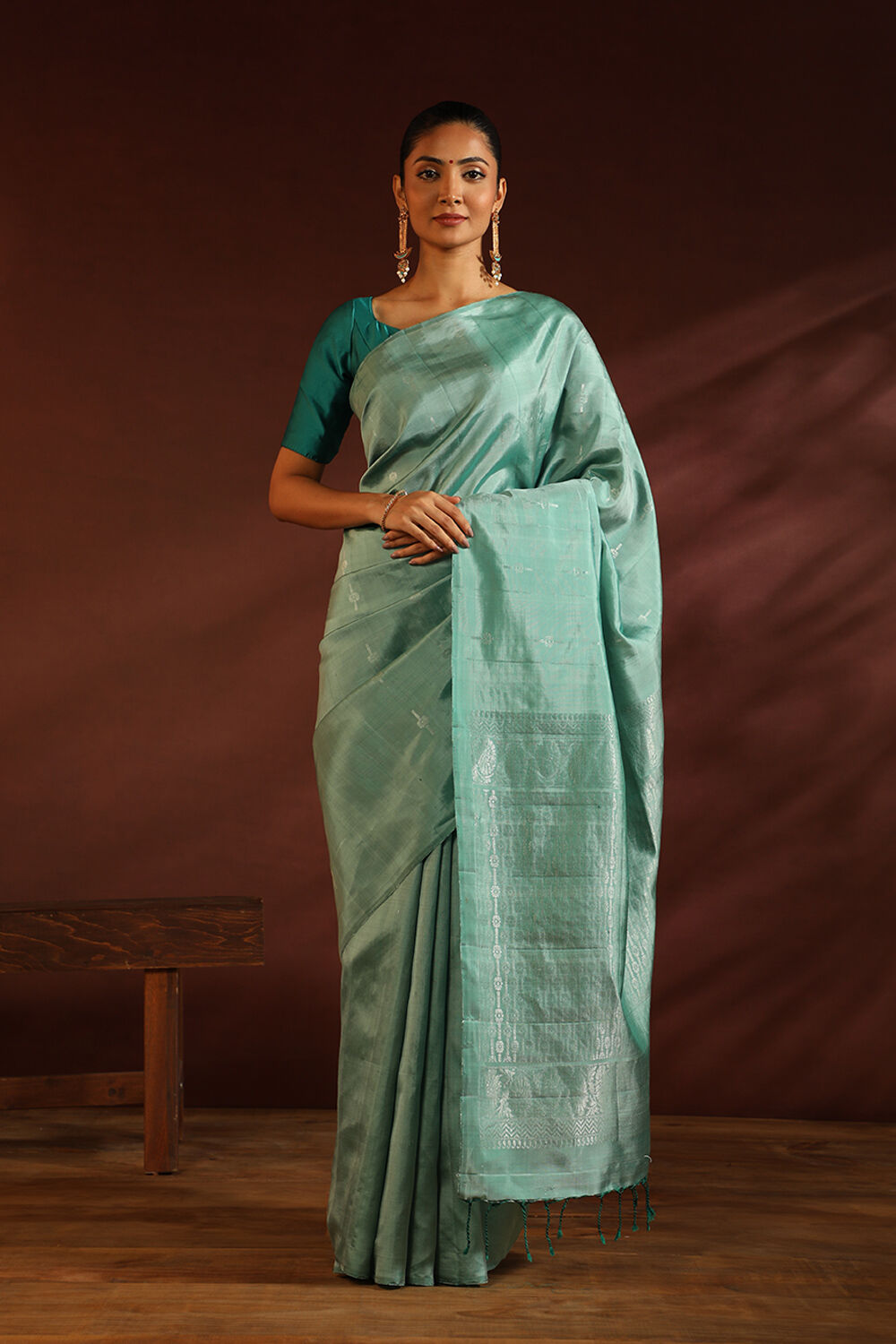 Green South Pure Silk Woven Saree image number null