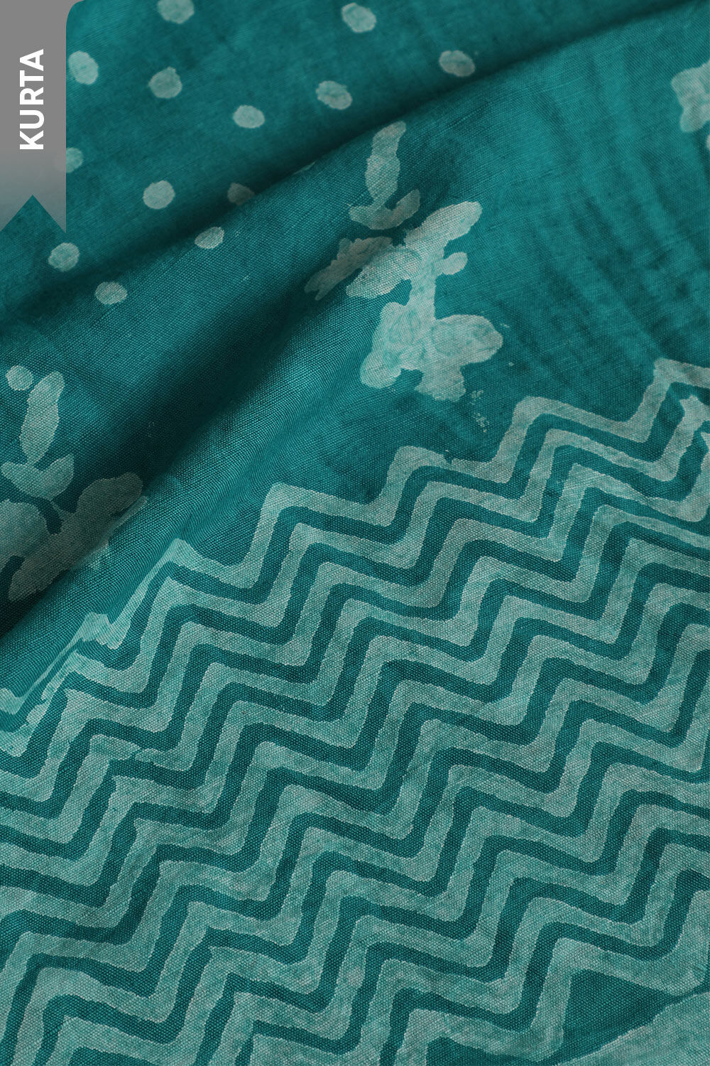 Green Pure Cotton Linen Dabu Block Printed Unstitched Suit Set image number null