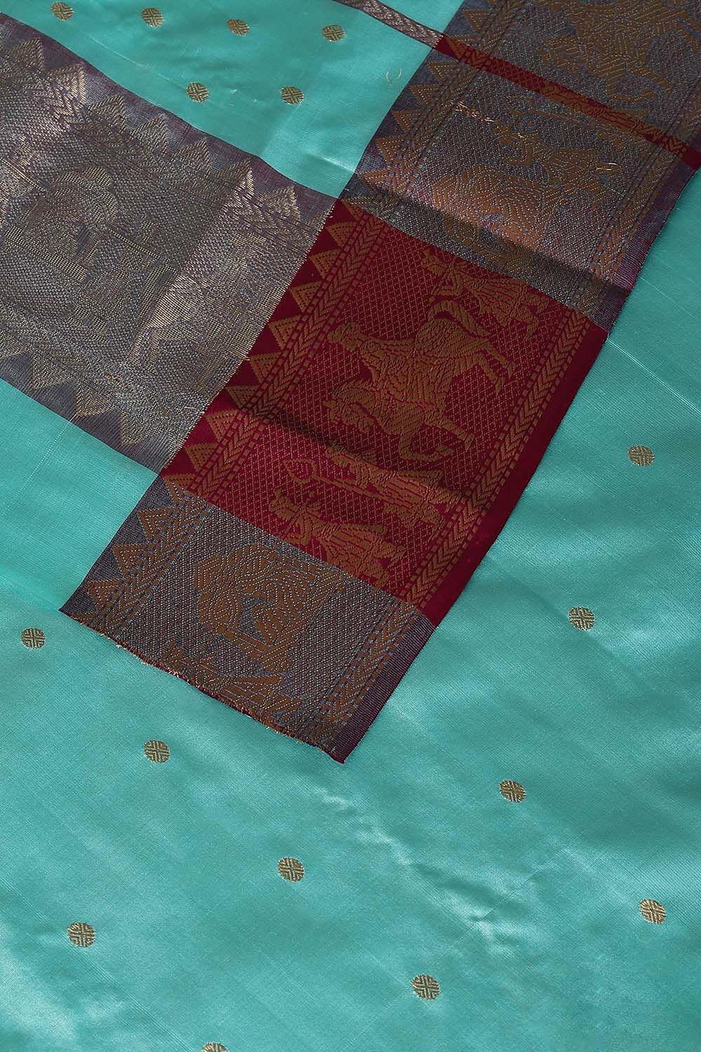 Light Blue Pure Silk Chanderi Saree image number null