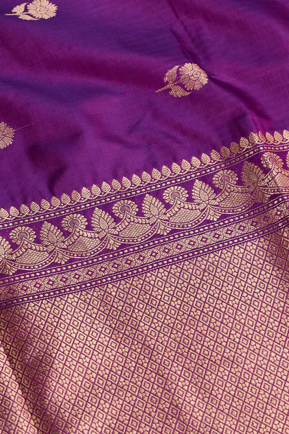 Dark Violet Silk Viscose Kadwa Saree image number null