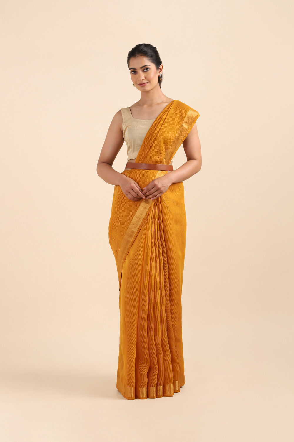 Orange Pure Silk Woven Saree image number null