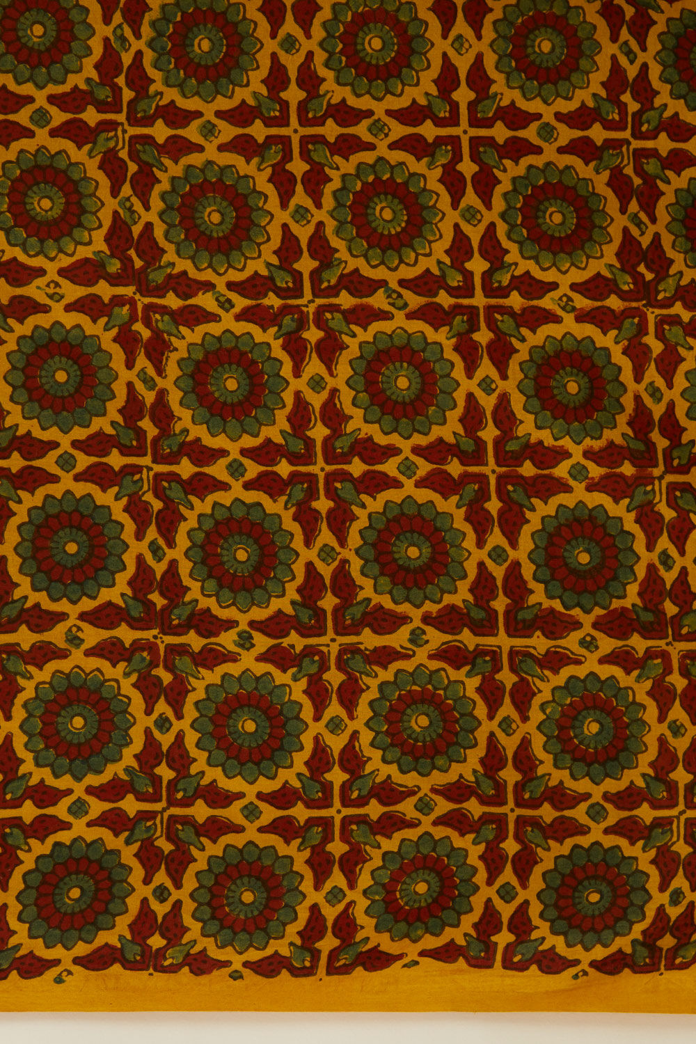Yellow Pure Cotton Ajrakh Block Print Saree image number null