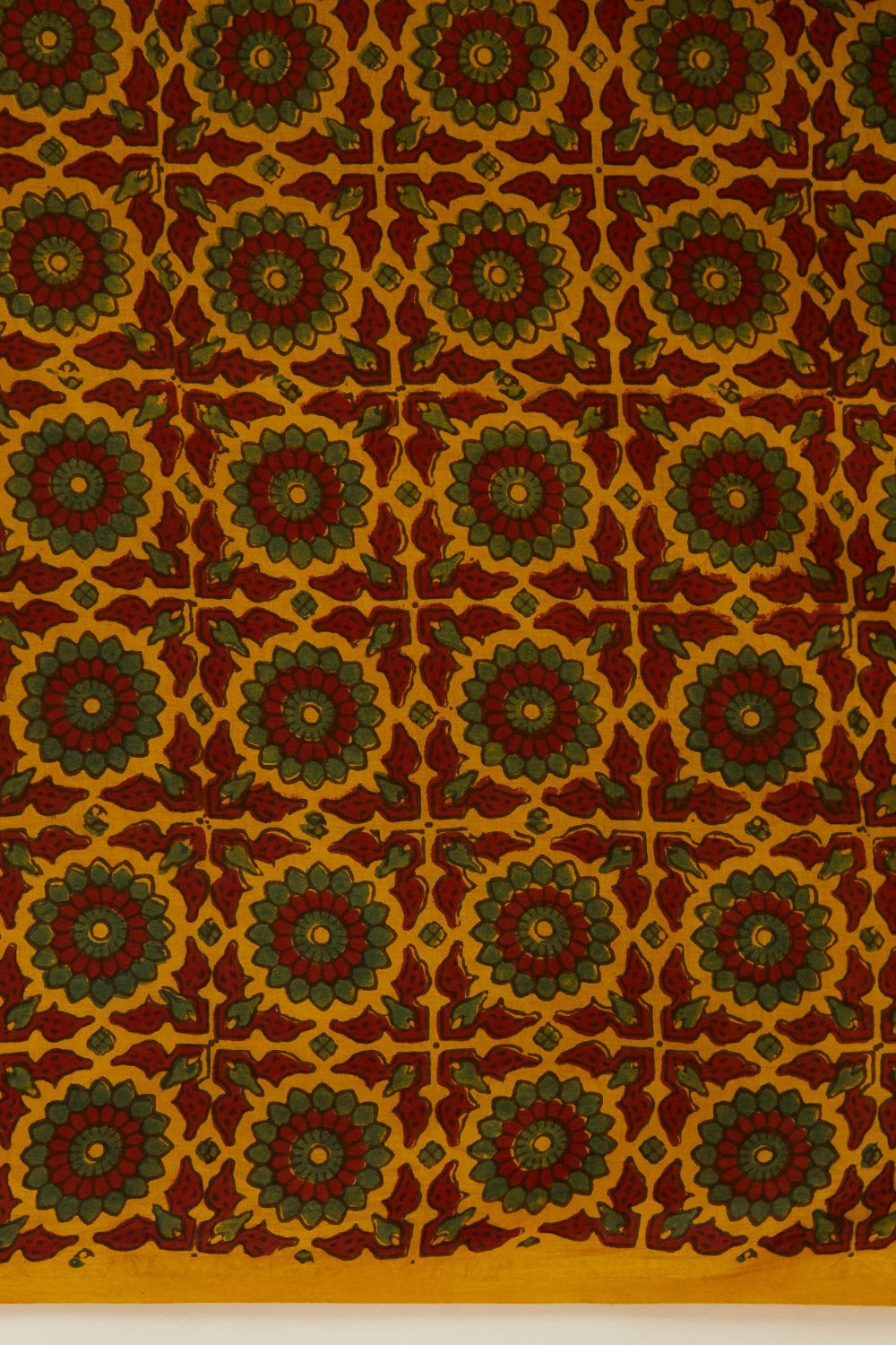 Yellow Pure Cotton Ajrakh Block Print Saree image number null