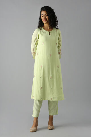 Light Green Embroideed Viscose Kurta Set thumbnail image number null