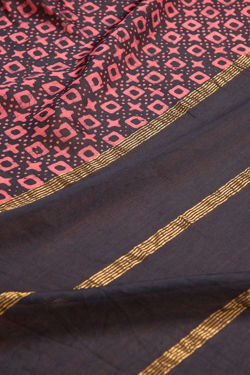 Black Pure Silk Cotton Batik Saree image number null