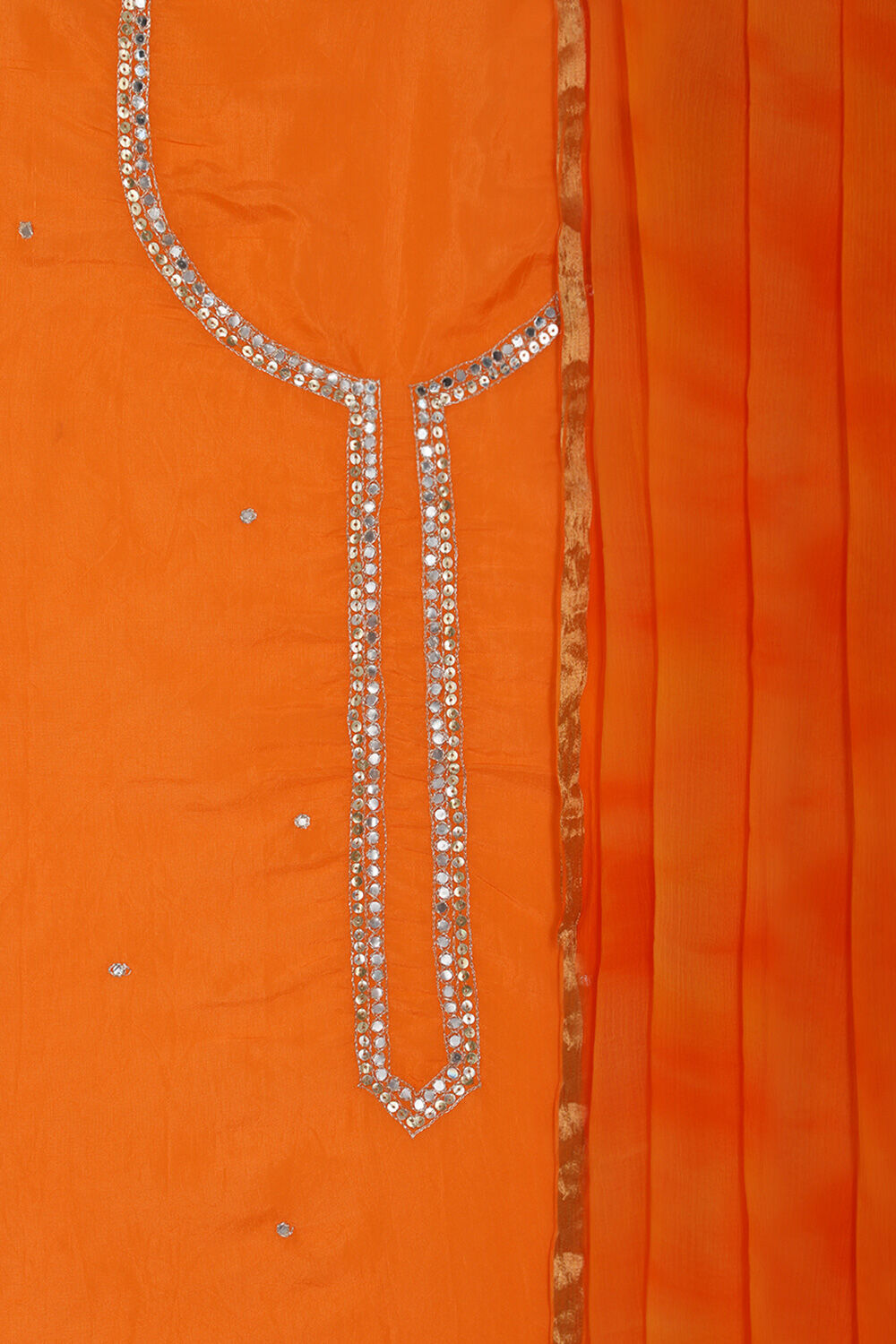 Orange Viscose Embroidery Unstitched Suit Set image number null