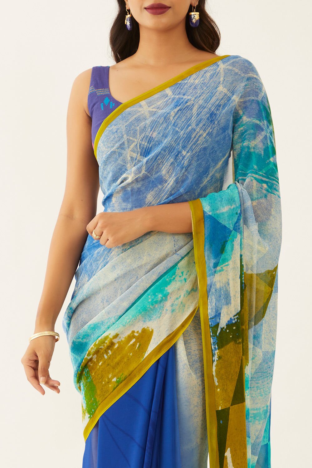 Multicoloured Viscose Georgette Digital Print Saree image number null