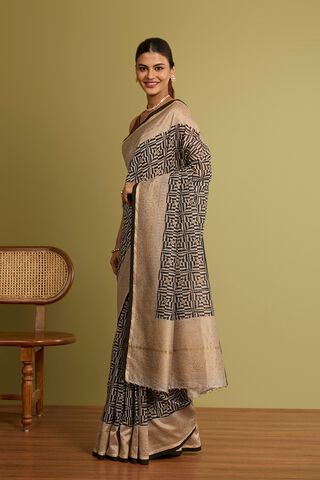 Black Rajasthan Pure Silk Cotton Printed Sanganeri Saree thumbnail image number null